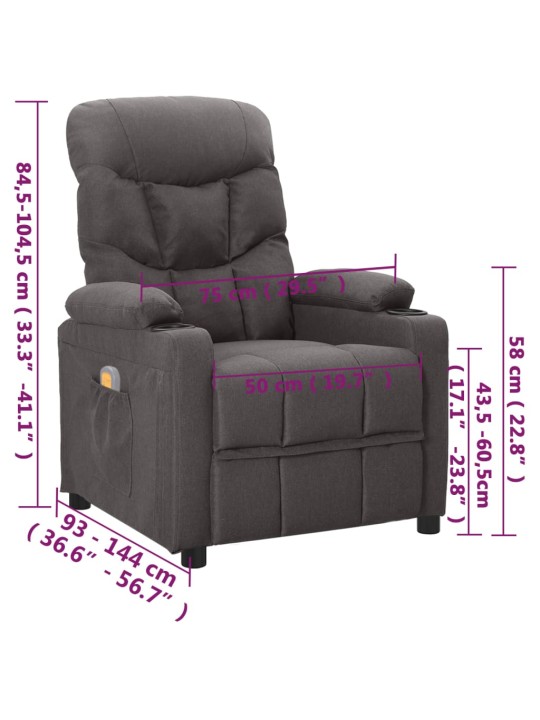 Masážní křeslo tmavě šedé textil