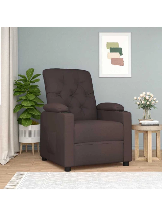 Polohovací křeslo tmavě hnědé textil