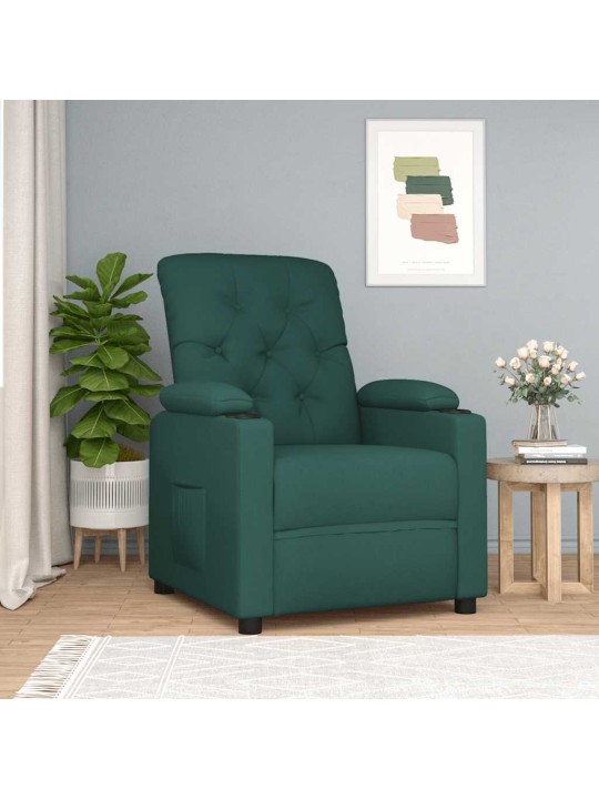 Polohovací křeslo tmavě zelené textil