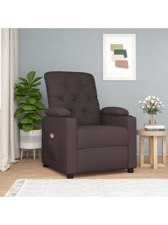 Masážní křeslo tmavě hnědé textil