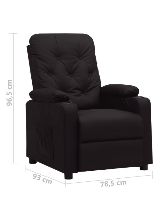 Polohovací křeslo černé umělá kůže
