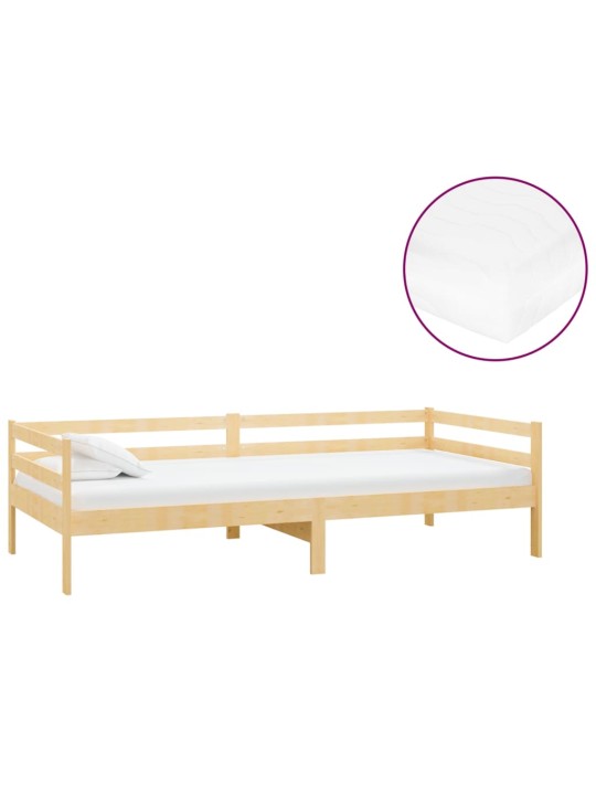 Válenda s matrací 90 x 200 cm masivní borové dřevo