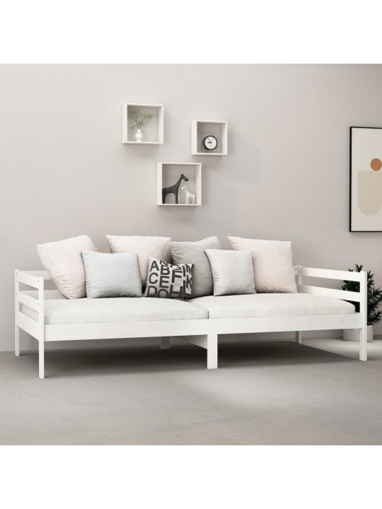 Válenda s matrací 90 x 200 cm bílá masivní borové dřevo