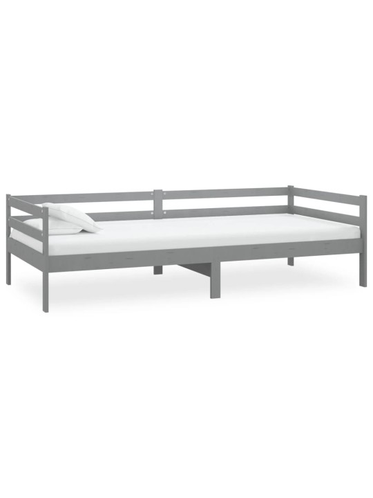 Válenda s matrací 90 x 200 cm šedá masivní borové dřevo