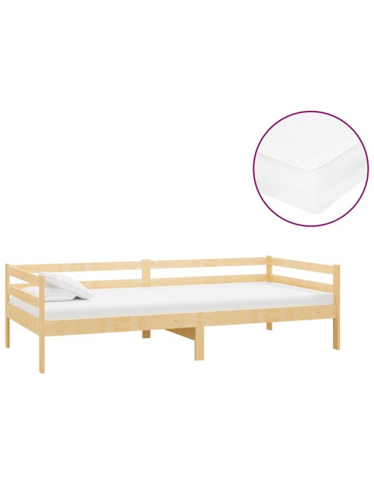 Válenda s matrací 90 x 200 cm masivní borové dřevo