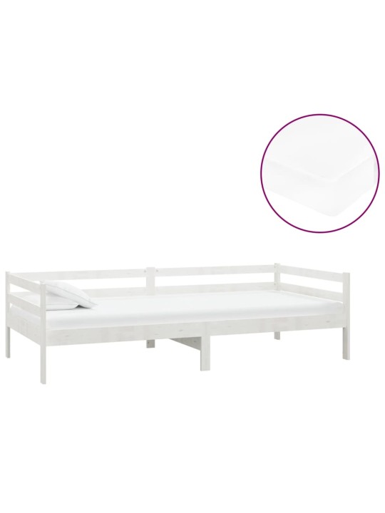 Válenda s matrací 90 x 200 cm bílá masivní borové dřevo