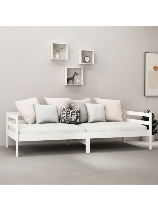 Válenda s matrací 90 x 200 cm bílá masivní borové dřevo