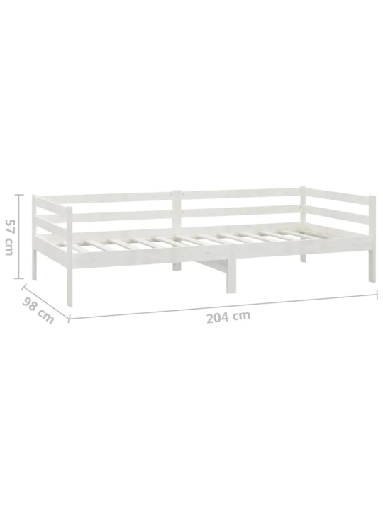Válenda s matrací 90 x 200 cm bílá masivní borové dřevo