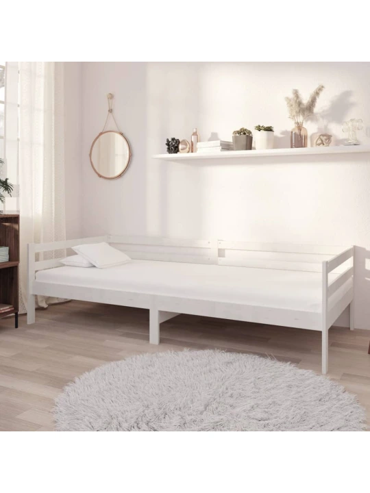 Válenda s matrací 90 x 200 cm bílá masivní borové dřevo