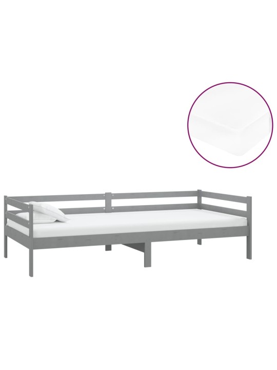 Válenda s matrací 90 x 200 cm šedá masivní borové dřevo