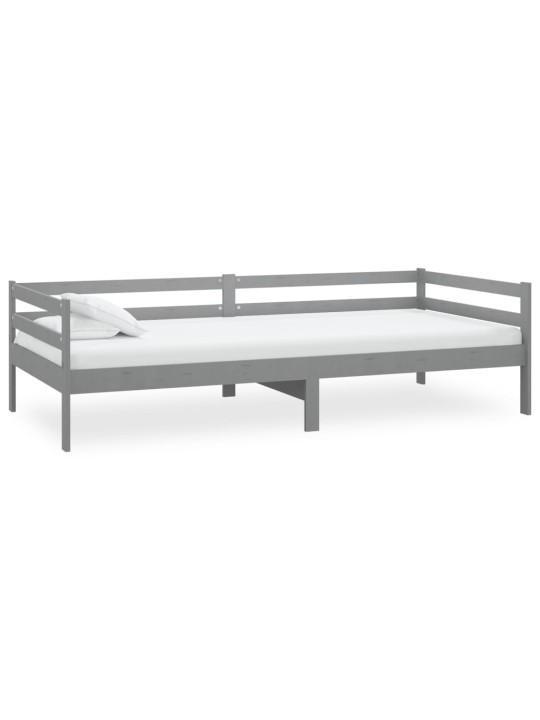 Válenda s matrací 90 x 200 cm šedá masivní borové dřevo