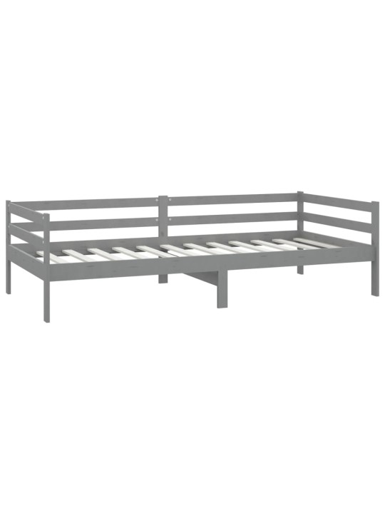 Válenda s matrací 90 x 200 cm šedá masivní borové dřevo