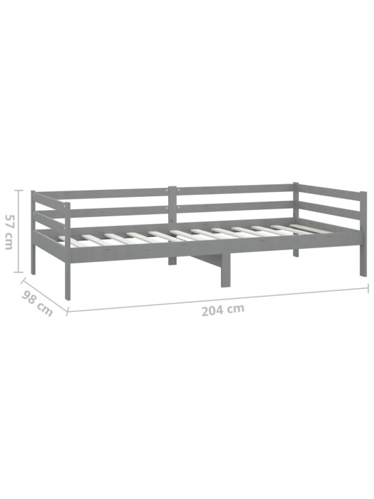 Válenda s matrací 90 x 200 cm šedá masivní borové dřevo