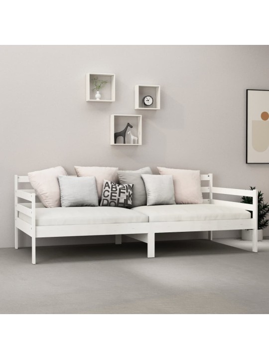 Válenda s matrací 90 x 200 cm bílá masivní borové dřevo