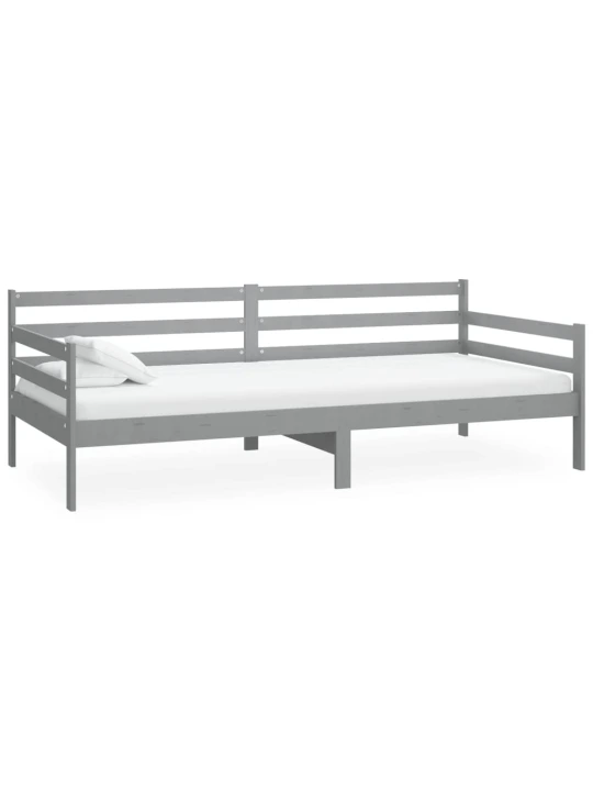 Válenda s matrací 90 x 200 cm šedá masivní borové dřevo
