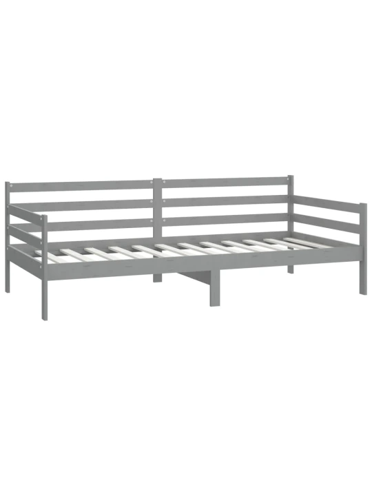 Válenda s matrací 90 x 200 cm šedá masivní borové dřevo
