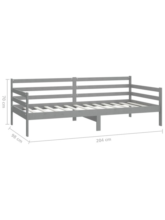 Válenda s matrací 90 x 200 cm šedá masivní borové dřevo
