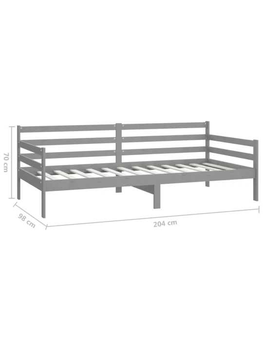 Válenda s matrací 90 x 200 cm šedá masivní borové dřevo