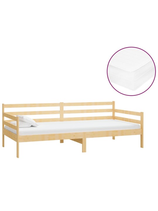 Válenda s matrací 90 x 200 cm masivní borové dřevo