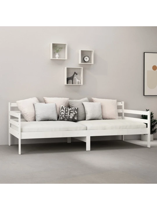 Válenda s matrací 90 x 200 cm bílá masivní borové dřevo