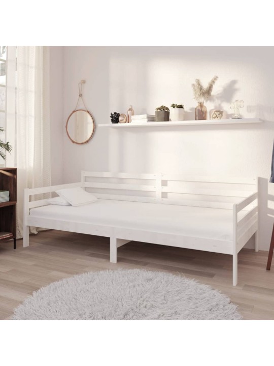 Válenda s matrací 90 x 200 cm bílá masivní borové dřevo