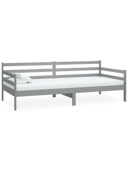 Válenda s matrací 90 x 200 cm šedá masivní borové dřevo