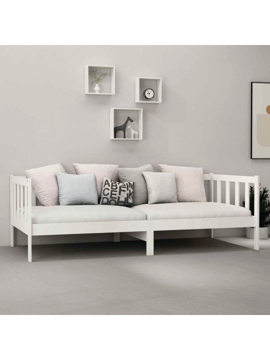 Válenda s matrací 90 x 200 cm bílá masivní borové dřevo