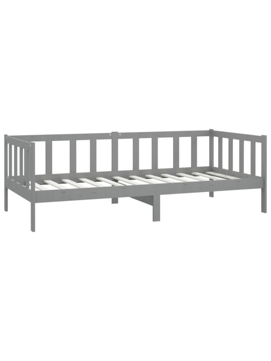 Válenda s matrací 90 x 200 cm šedá masivní borové dřevo