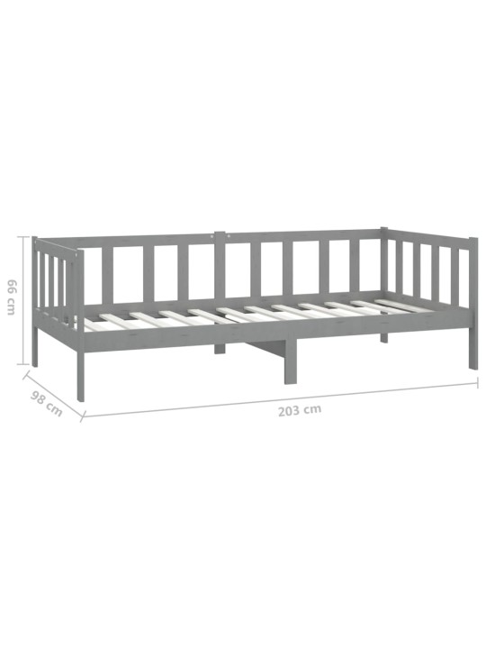 Válenda s matrací 90 x 200 cm šedá masivní borové dřevo
