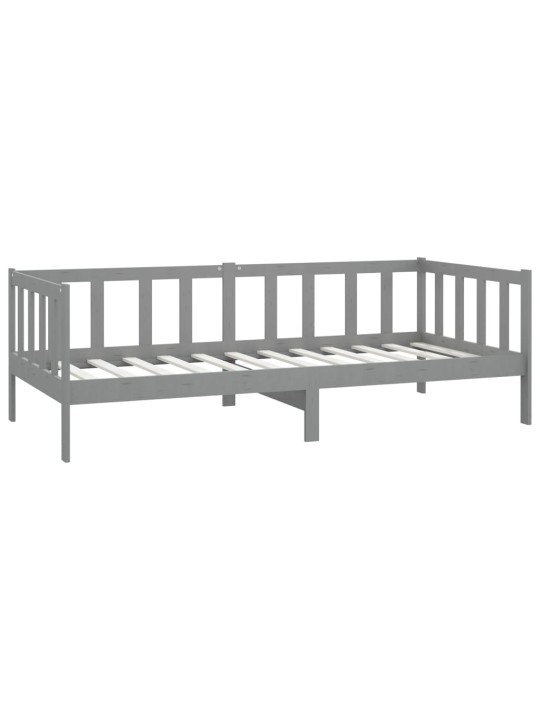 Válenda s matrací 90 x 200 cm šedá masivní borové dřevo