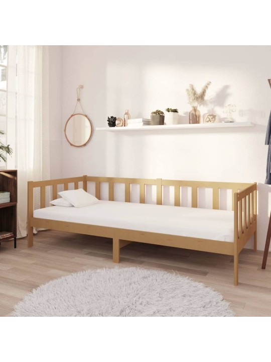 Válenda s matrací 90 x 200 cm medově hnědá masivní borové dřevo