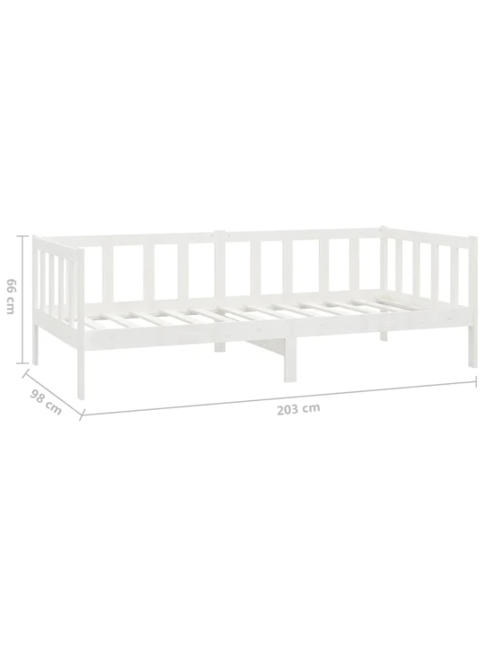 Válenda s matrací 90 x 200 cm bílá masivní borové dřevo