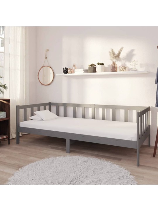 Válenda s matrací 90 x 200 cm šedá masivní borové dřevo