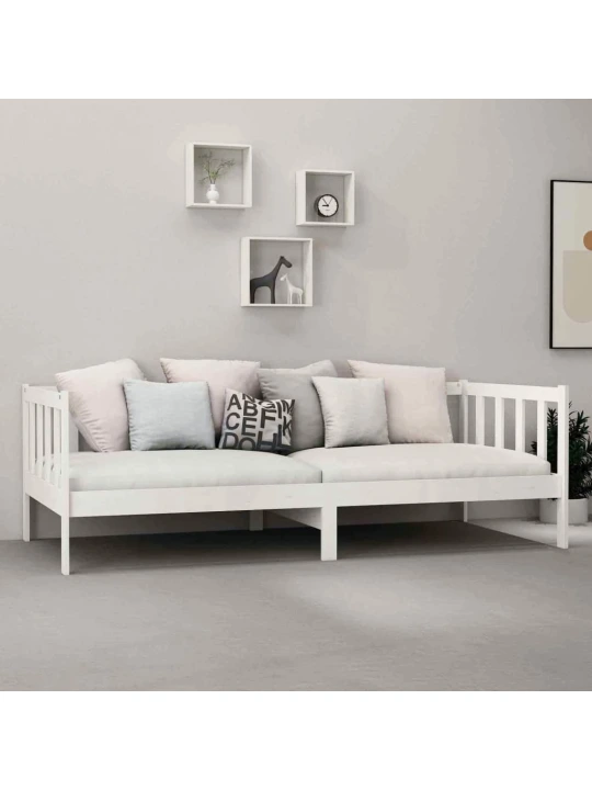 Válenda s matrací 90 x 200 cm bílá masivní borové dřevo