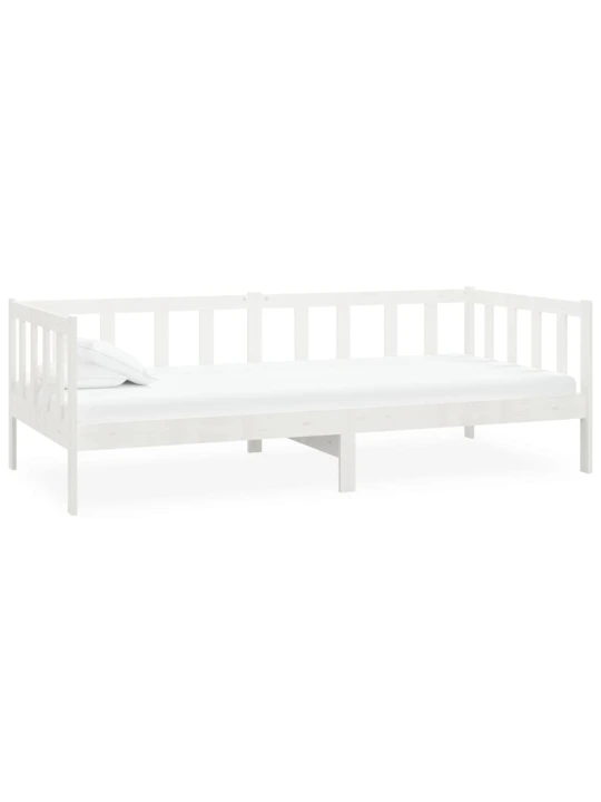 Válenda s matrací 90 x 200 cm bílá masivní borové dřevo