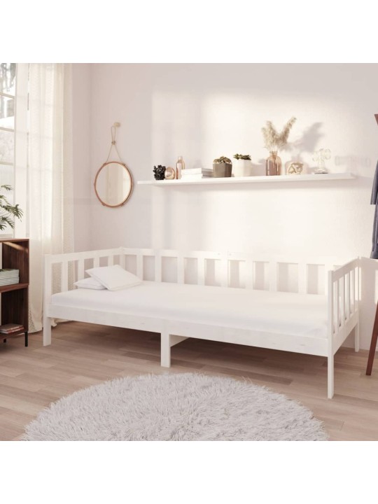 Válenda s matrací 90 x 200 cm bílá masivní borové dřevo