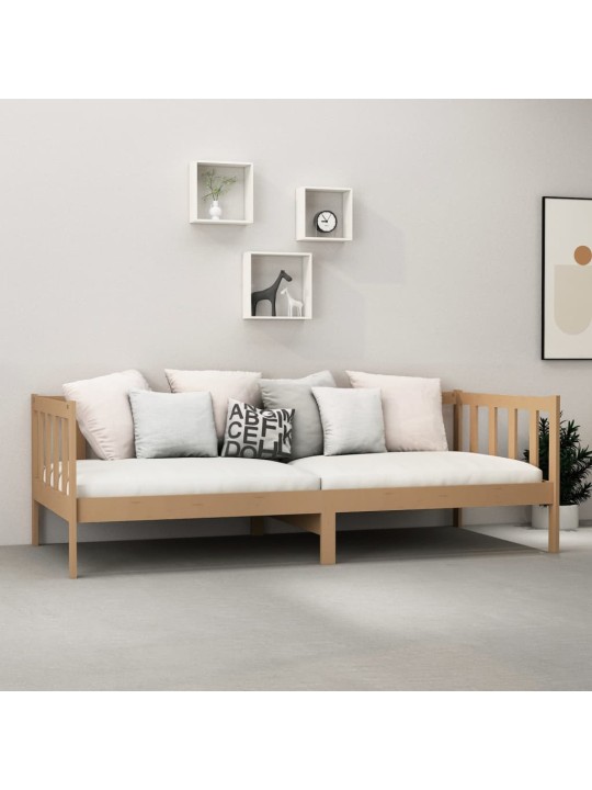 Válenda s matrací 90 x 200 cm medově hnědá masivní borové dřevo