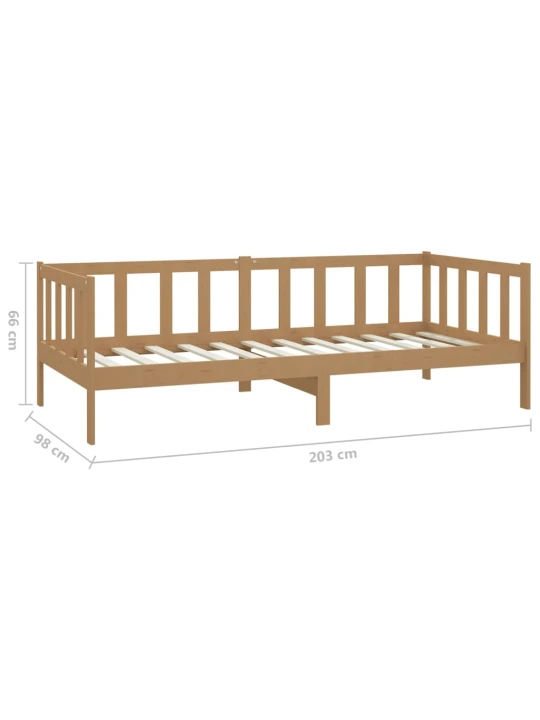Válenda s matrací 90 x 200 cm medově hnědá masivní borové dřevo
