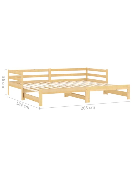 Výsuvná válenda 2× (90 x 200 cm) masivní borové dřevo