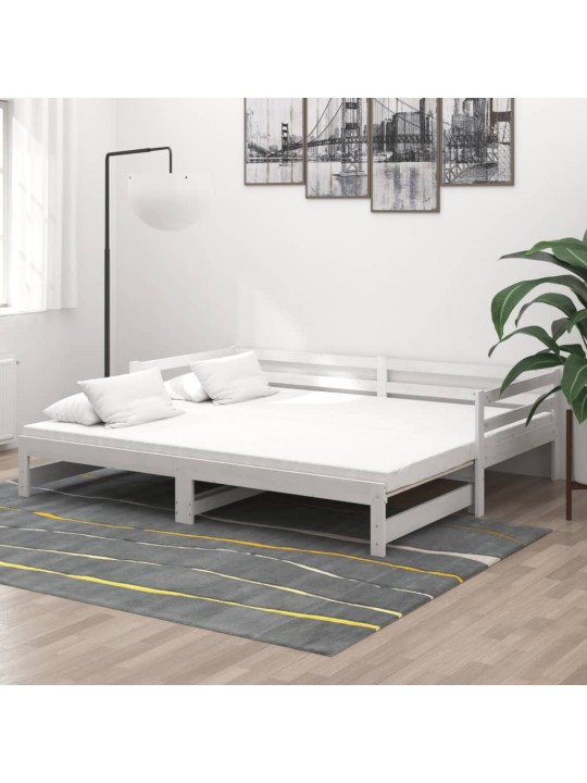 Výsuvná válenda 2 x (90 x 200) cm bílá masivní borovice