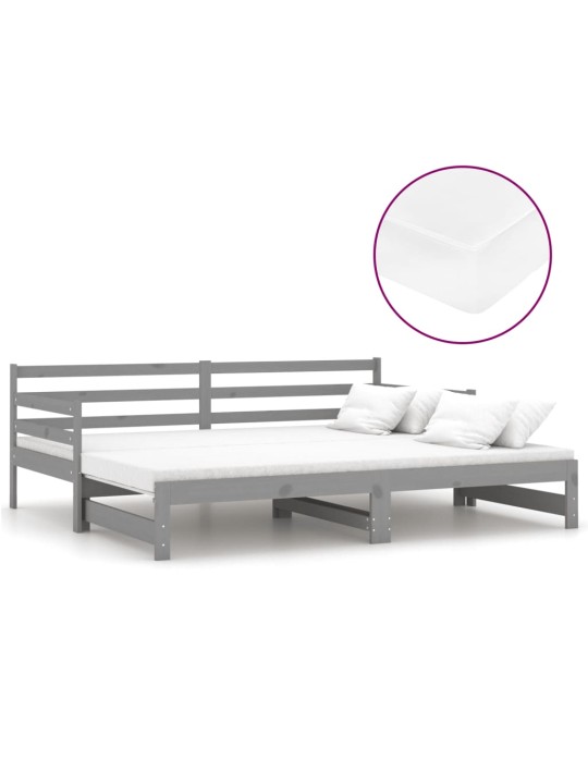 Výsuvná denní postel 2 × (90x200 cm) šedá masivní borové dřevo