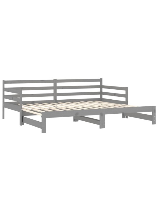 Výsuvná denní postel 2 × (90x200 cm) šedá masivní borové dřevo