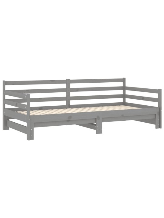 Výsuvná denní postel 2 × (90x200 cm) šedá masivní borové dřevo