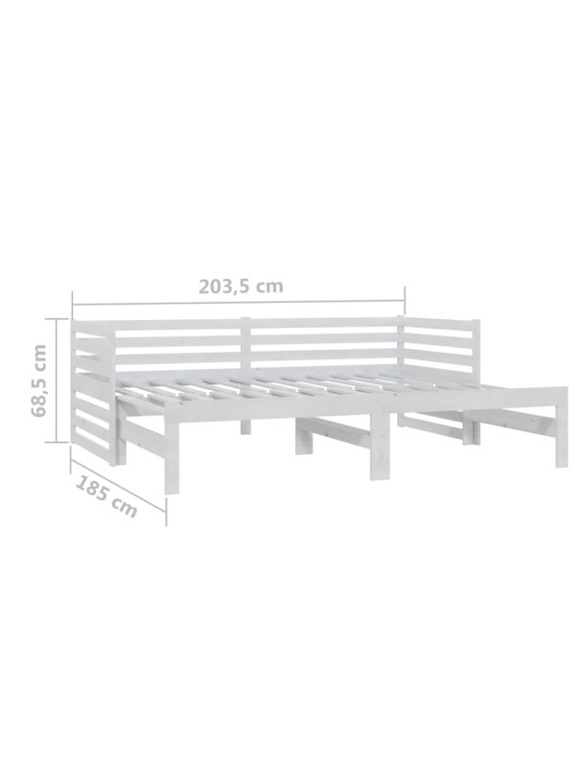 Výsuvná denní postel 2 × (90x200 cm) bílá masivní borové dřevo