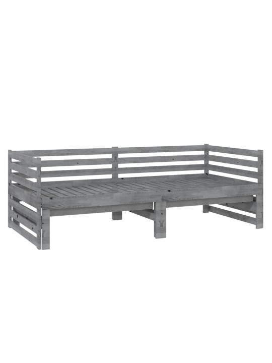 Výsuvná denní postel 2 × (90x200 cm) šedá masivní borové dřevo