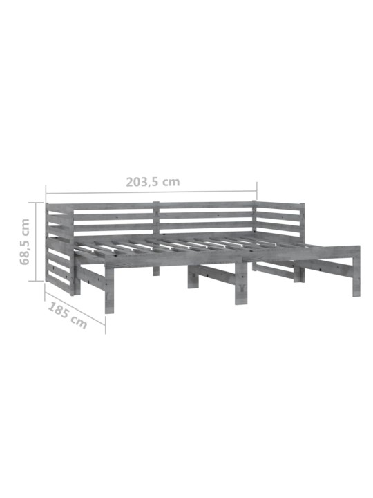 Výsuvná denní postel 2 × (90x200 cm) šedá masivní borové dřevo
