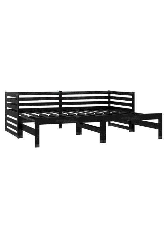Výsuvná denní postel 2 × (90x200 cm) černá masivní borové dřevo