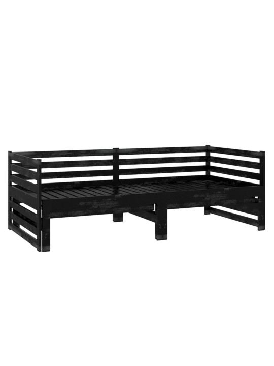 Výsuvná denní postel 2 × (90x200 cm) černá masivní borové dřevo