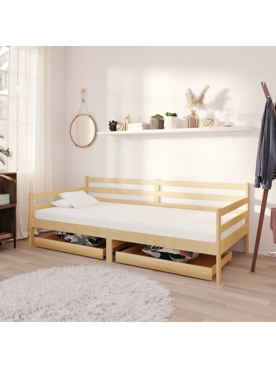 Válenda se zásuvkami 90 x 200 cm masivní borové dřevo
