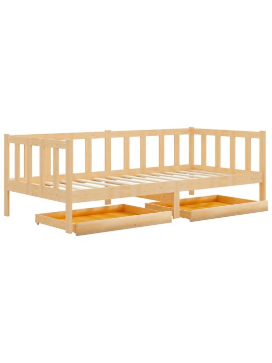 Válenda se zásuvkami 90 x 200 cm masivní borové dřevo